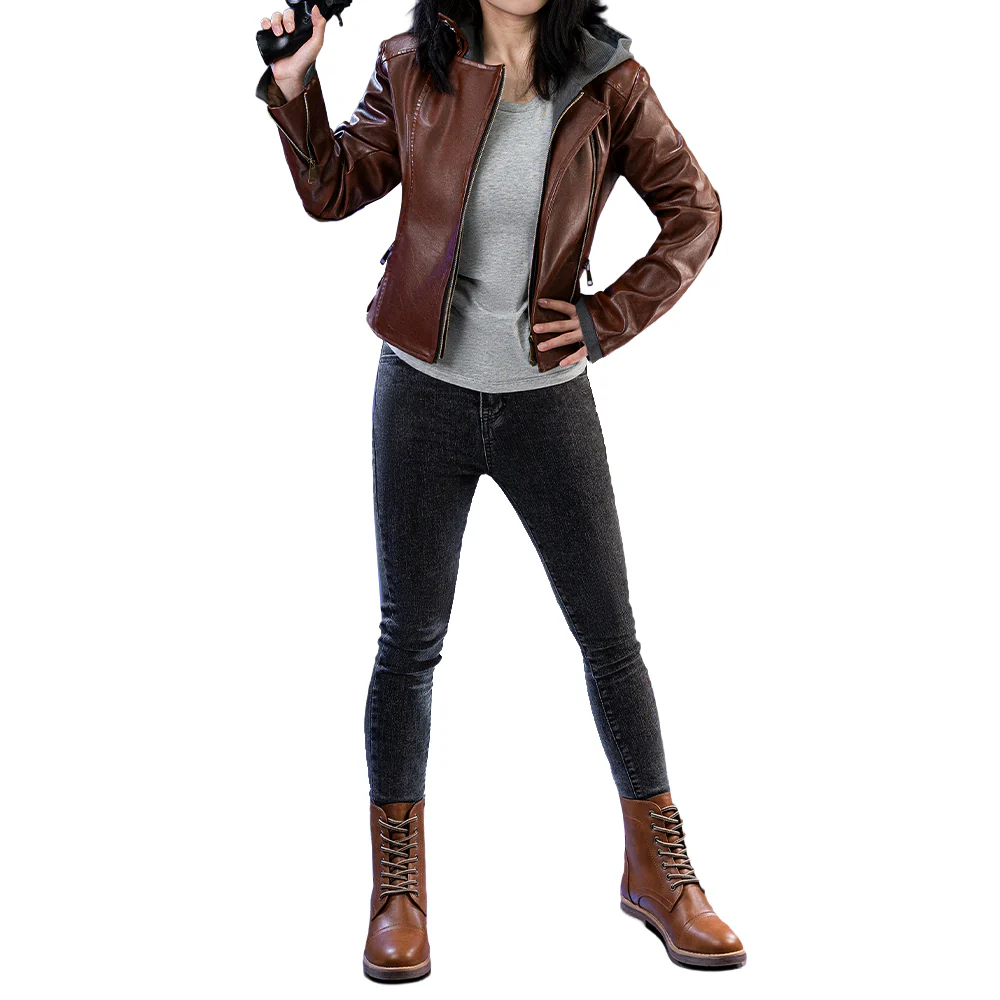 【Size XS-3XL】DokiDoki-R Game Cosplay Black Costume Halloween Cortez Brown Jacket Jeans - Image 5