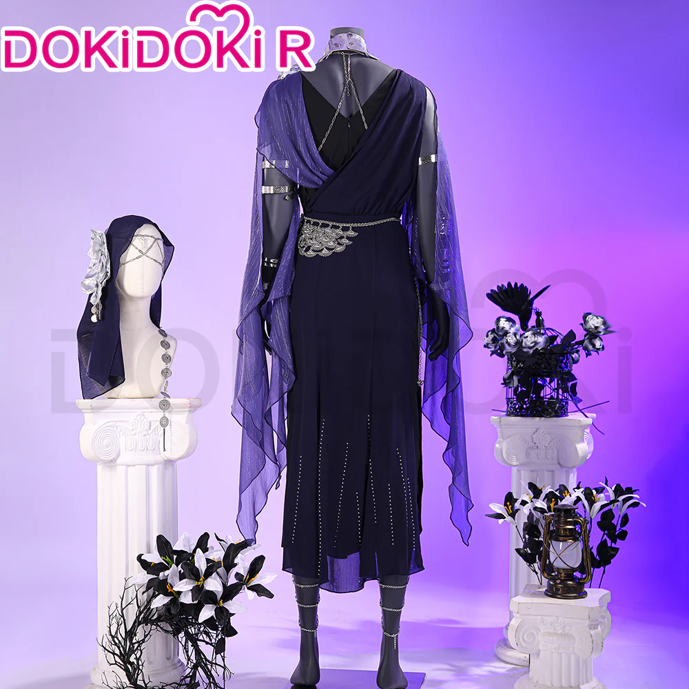 【Size S-3XL】DokiDoki-R Game Cosplay Black Purple Dress Halloween - Image 4
