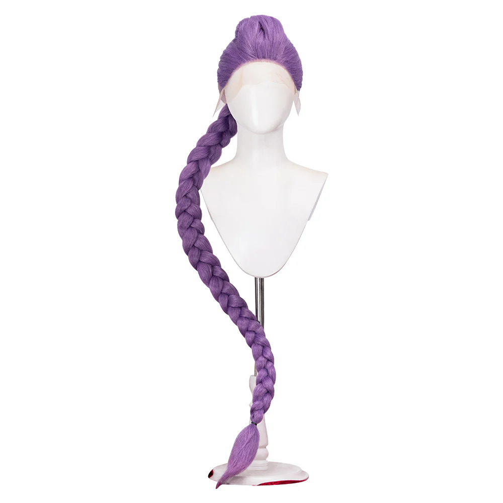 【Ready For Ship】【120 CM】【FRONT LACE】DokiDoki Movie Anime Cosplay Women Wig / Weft / Pattern Tattoo / Earring Set / Headpieces Long Purple Hair Braid - Image 16