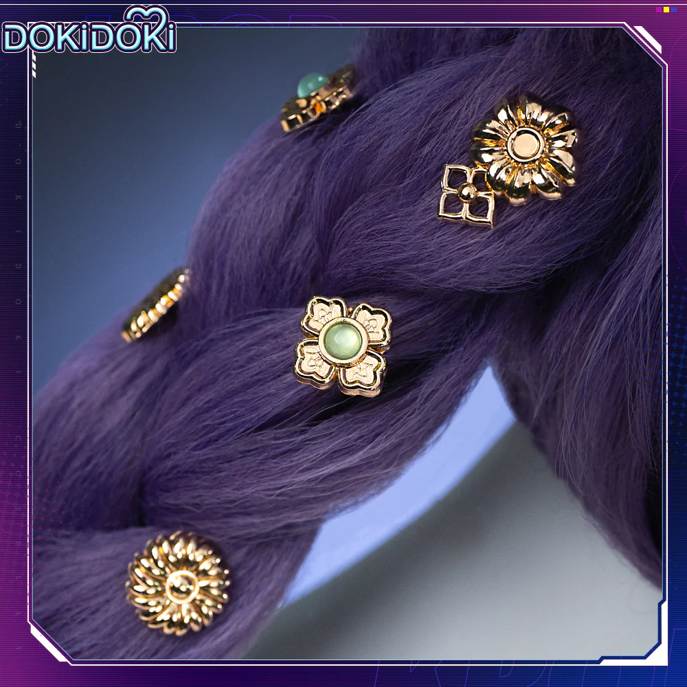 【Ready For Ship】【120 CM】【FRONT LACE】DokiDoki Movie Anime Cosplay Women Wig / Weft / Pattern Tattoo / Earring Set / Headpieces Long Purple Hair Braid - Image 25